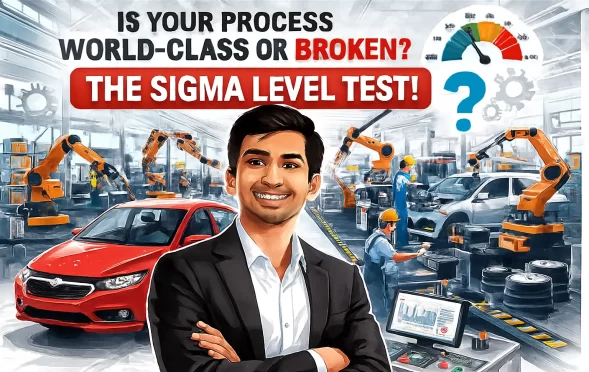 Comparison of Sigma Levels with real-world examples showing how defect rates vary between 3 Sigma and 6 Sigma processes